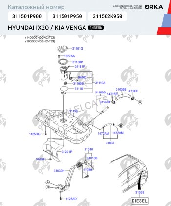 10 849 р. Топливный бак сталь (антикоррозия) Hyundai i20 PB хэтчбэк дорестайлинг (2008-2012)  с доставкой в г. Королёв. Увеличить фотографию 11