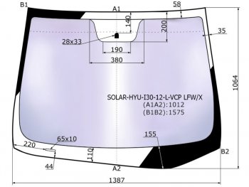 Стекло лобовое (Атермальное) XYG Hyundai I30 2 GD дорестайлинг, хэтчбэк 5 дв. (2011-2015)