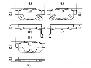 Колодки тормозные задние RH-LH SAT Honda (Хонда) Fit (Фит) ( GP,GK,  3,  3 GP,GK) (2013-2020) GP,GK, 3, 3 GP,GK  дорестайлинг, GP,GK 1-ый рестайлинг, 2-ой рестайлинг