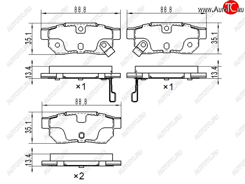 679 р. Колодки тормозные задние RH-LH SAT  Honda Fit ( GP,GK,  3,  3 GP,GK) (2013-2020)  дорестайлинг, GP,GK 1-ый рестайлинг, 2-ой рестайлинг  с доставкой в г. Королёв