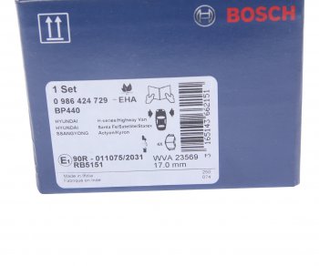 2 499 р. Колодки тормозные передние (4шт.) BOSCH  Hyundai Santa Fe  SM (2000-2012), Hyundai Trajet (1999-2008), KIA Sorento ( BL,  XM,  MQ4) (2002-2022)  с доставкой в г. Королёв. Увеличить фотографию 4