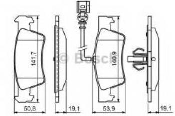 Колодки тормозные задние с датчиком (4шт.) BOSCH Volkswagen Touareg GP рестайлинг (2006-2010)