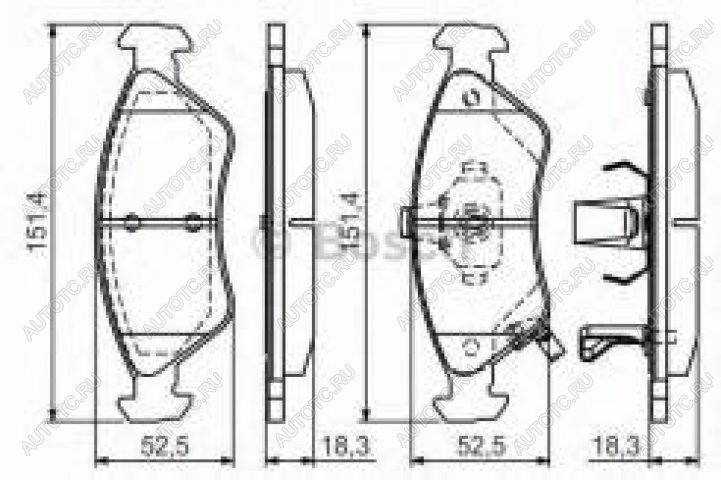 1 329 р. Колодки тормозные передние (4шт.) BOSCH KIA Clarus GC универсал рестайлинг (1998-2001)  с доставкой в г. Королёв