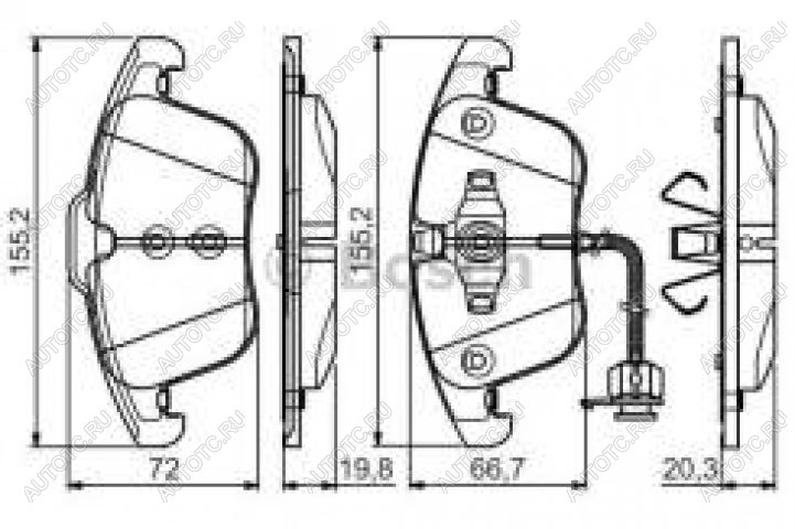 4 199 р. Колодки тормозные передние (4шт.) BOSCH  Audi A4  B8 - A5  8T  с доставкой в г. Королёв