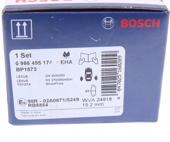 2 599 р. Колодки тормозные задние (4шт.) BOSCH Toyota Highlander XU50 дорестайлинг (2013-2017)  с доставкой в г. Королёв. Увеличить фотографию 4