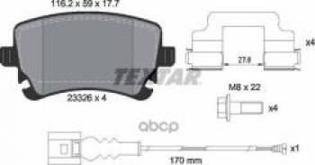 Колодки тормозные задние с датчиком (4шт.) TEXTAR Volkswagen Multivan T5  дорестайлинг (2003-2009)