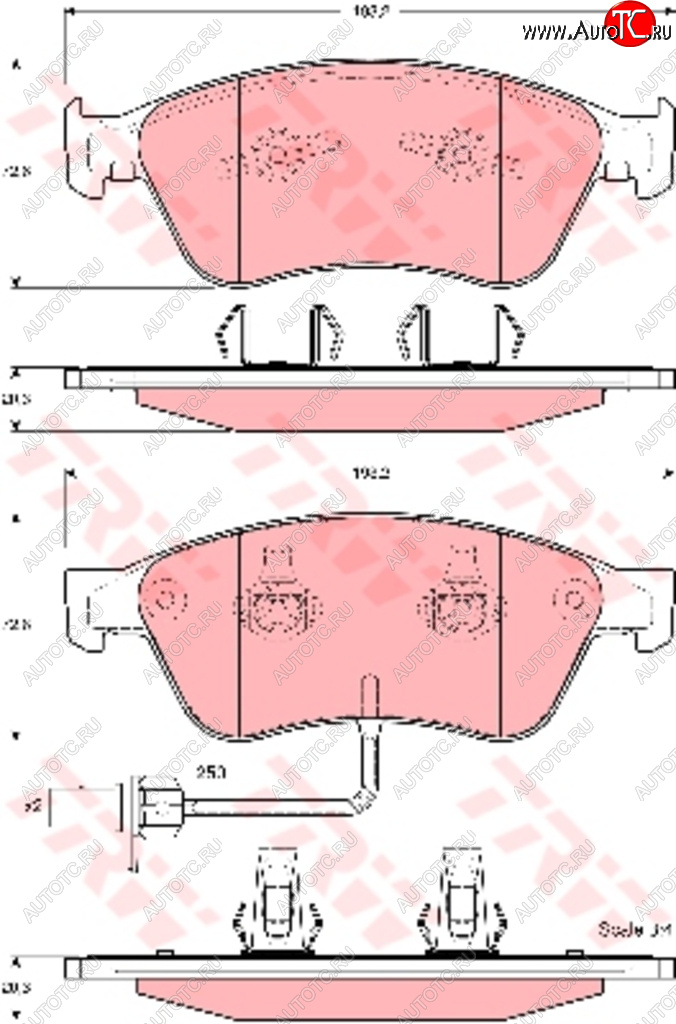 8 649 р. Колодки тормозные передние (4шт.) TRW  Audi A6  C5 (2001-2004), Audi A8  D3 (2002-2005), Volkswagen Phaeton ( дорестайлинг,  рестайлинг) (2002-2016)  с доставкой в г. Королёв