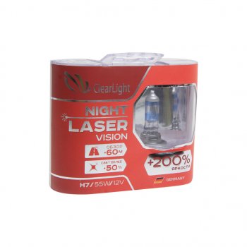 Лампа 12V H7 55W +200% (2шт.) Night Laser Vision CLEARLIGHT Honda Accord 6 CF седан дорестайлинг (1997-2000)