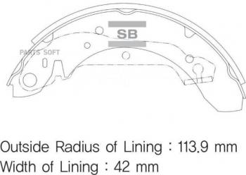 Колодки тормозные задние барабанные (4шт.) SANGSIN Hyundai Sonata Y3 рестайлинг (1996-1998)