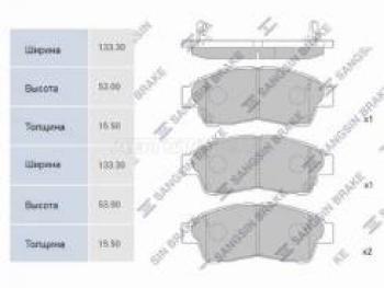 Колодки тормозные передние (4шт.) SANGSIN Toyota (Тойота) RAV4 (рав)  CA20 (2000-2005) CA20 3 дв. дорестайлинг, 5 дв. дорестайлинг, 3 дв. рестайлинг, 5 дв. рестайлинг