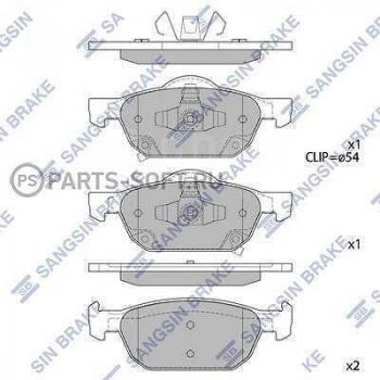 Колодки тормозные передние МКПП (4шт.) SANGSIN Honda (Хонда) Accord (Аккорд)  CR (2013-2020) CR седан дорестайлинг, седан рестайлинг