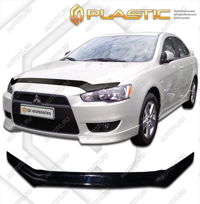 2 099 р. Дефлектор капота CA-Plastic  Mitsubishi Lancer  10 (2007-2017) седан дорестайлинг, хэтчбэк дорестайлинг, седан рестайлинг, хэтчбек 5 дв рестайлинг (Classic черный)  с доставкой в г. Королёв