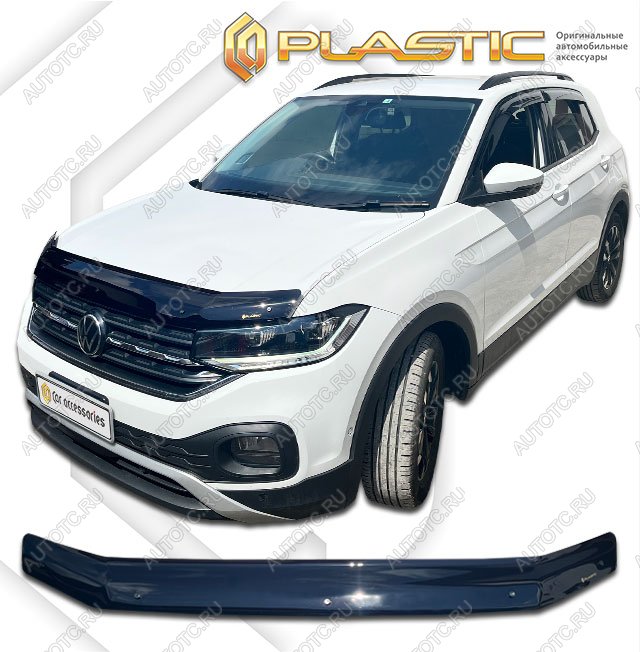 1 999 р. Дефлектор капота CA-Plastic  Volkswagen T-Cross (2019-2025) (серия Classic черный)  с доставкой в г. Королёв