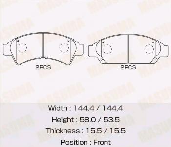 Комплект передних колодок дисковых тормозов (4 шт.) MASUMA Toyota Camry V30 (1990-1994)