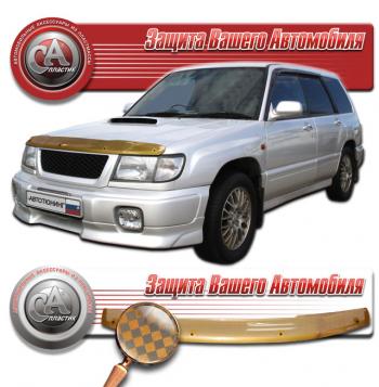 2 099 р. Дефлектор капота CA-Plastiс  Subaru Forester  SF (1997-2000) дорестайлинг (серия Шелкография медь)  с доставкой в г. Королёв. Увеличить фотографию 2