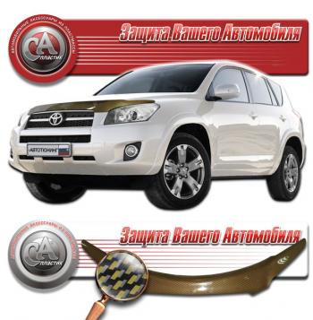 2 169 р. Дефлектор капота CA-Plastiс  Toyota RAV4  XA30 (2009-2010) 5 дв. удлиненный 1-ый рестайлинг (серия Шелкография карбон золото)  с доставкой в г. Королёв. Увеличить фотографию 1