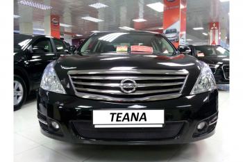 2 999 р. Защита радиатора Стрелка11 Стандарт Nissan Teana 2 J32 дорестайлинг (2008-2011) (черная)  с доставкой в г. Королёв. Увеличить фотографию 1