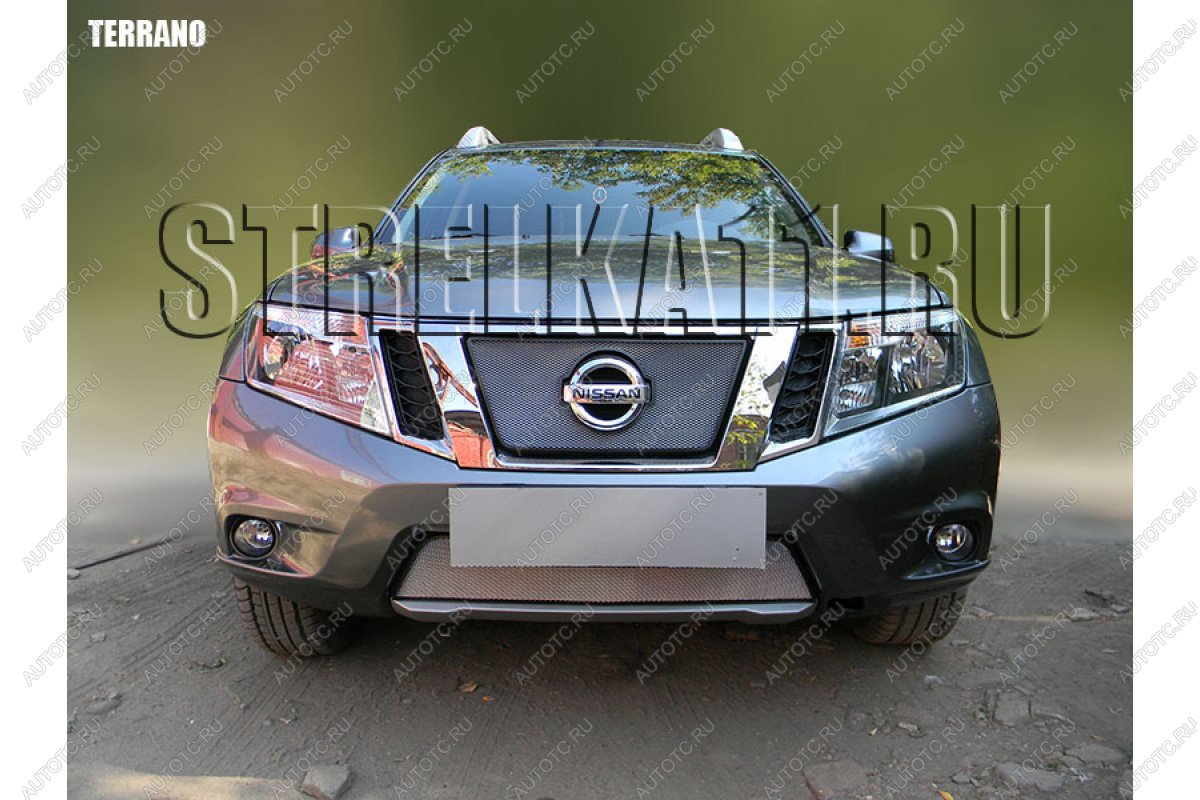 3 899 р. Защита радиатора (верх) Стрелка11 Стандарт Nissan Terrano D10 дорестайлинг (2013-2016) (черная)  с доставкой в г. Королёв