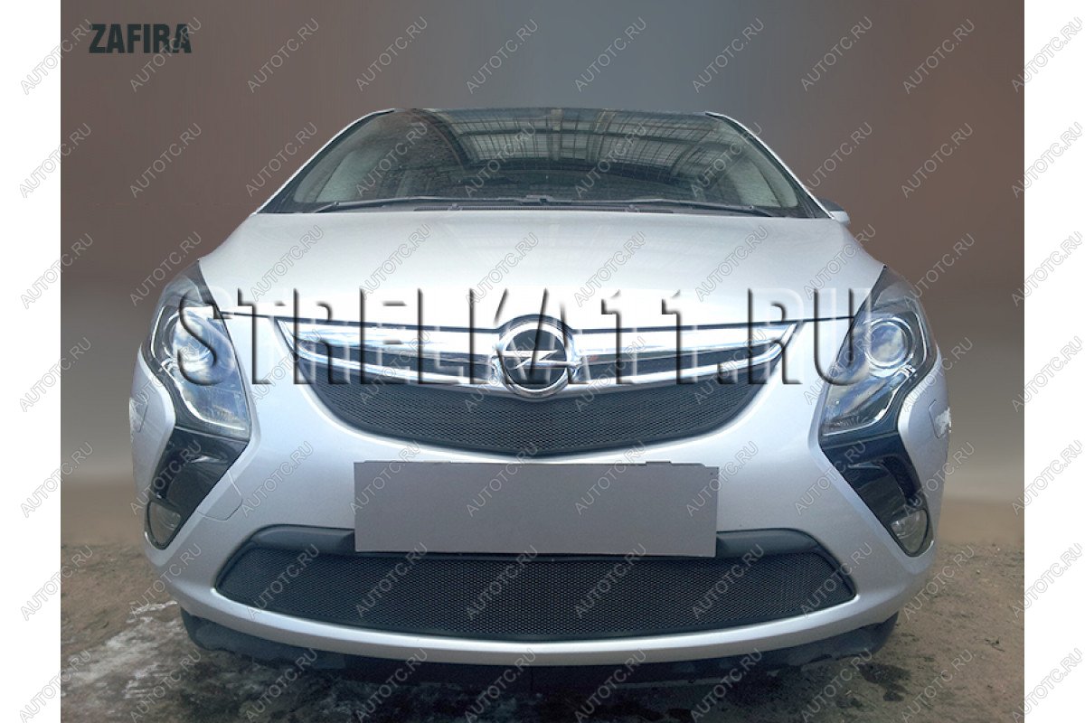 3 589 р. Защита радиатора (верх) Стрелка11 Стандарт Opel Zafira С дорестайлинг (2011-2016) (черная)  с доставкой в г. Королёв