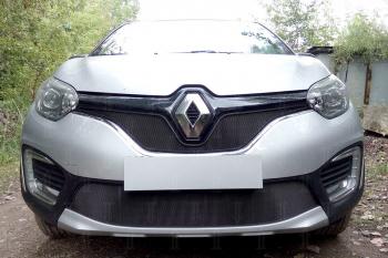 3 899 р. Защита радиатора (верх) Стрелка11 Стандарт Renault Kaptur дорестайлинг (2016-2020) (черная)  с доставкой в г. Королёв. Увеличить фотографию 2