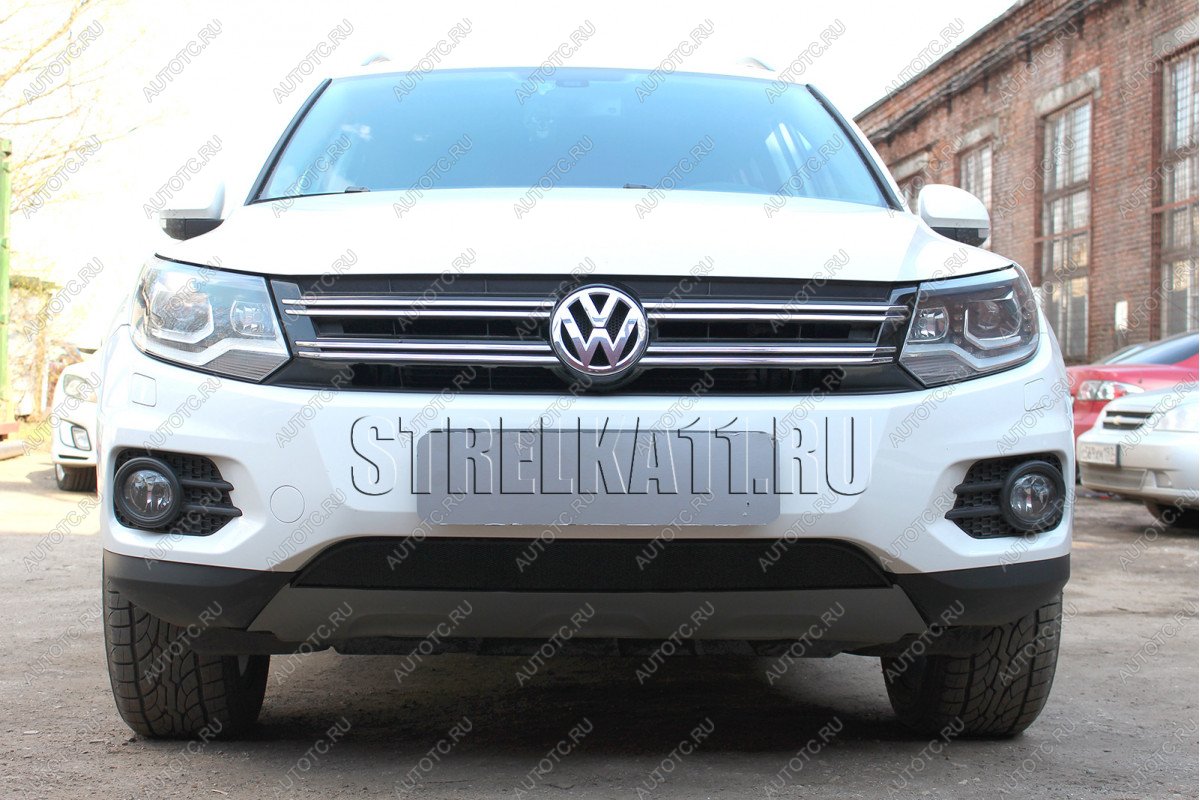 3 779 р. Защита радиатора (Track&Field) Стрелка11 Стандарт Volkswagen Tiguan NF рестайлинг (2011-2017) (черная)  с доставкой в г. Королёв