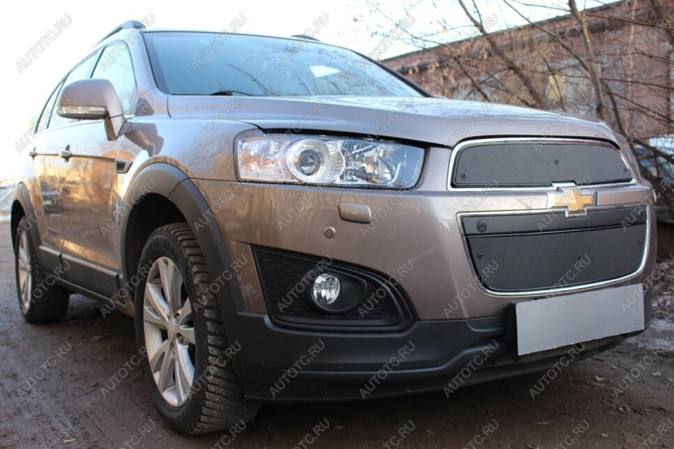 799 р. Зимняя заглушка решетки радиатора (низ) Стрелка11 Chevrolet Captiva 1-ый рестайлинг (2011-2013) (черная)  с доставкой в г. Королёв