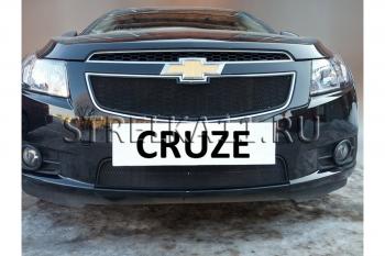 Зимняя заглушка решетки радиатора (низ) Стрелка11 Chevrolet Cruze J305 хэтчбек дорестайлинг (2009-2012)  (черная)