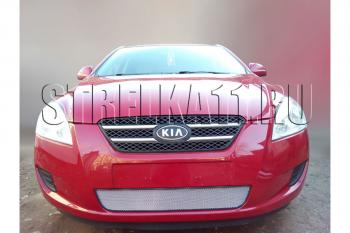 799 р. Зимняя заглушка решетки радиатора Стрелка11  KIA Ceed  1 ED (2006-2010) дорестайлинг универсал, дорестайлинг, хэтчбэк 5 дв. (черная)  с доставкой в г. Королёв. Увеличить фотографию 2