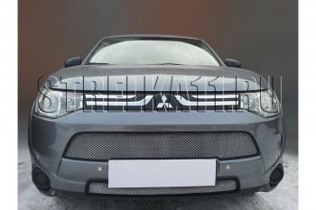 799 р. Зимняя заглушка решетки радиатора (верх) Стрелка11 Mitsubishi Outlander GF дорестайлинг (2012-2014) (черная)  с доставкой в г. Королёв. Увеличить фотографию 2