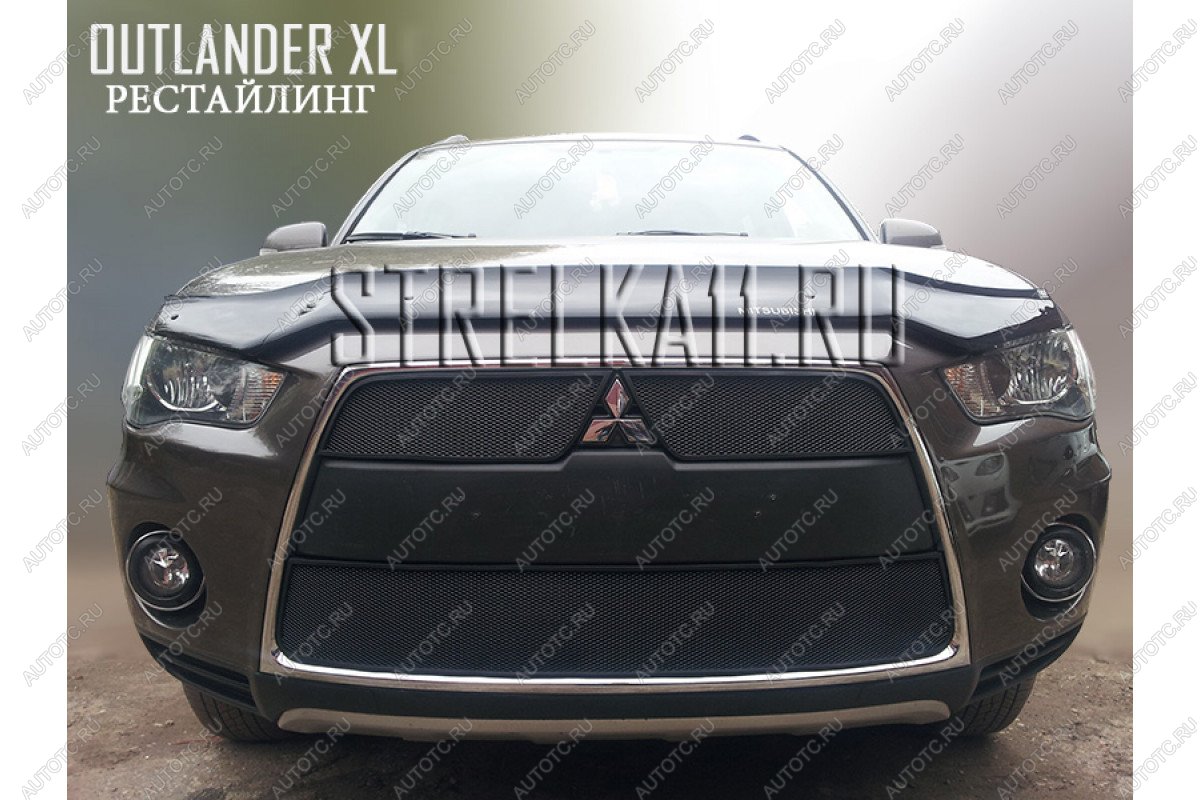 799 р. Зимняя заглушка решетки радиатора (верх) Стрелка11  Mitsubishi Outlander  XL (2010-2013) (CW)  рестайлинг (черная)  с доставкой в г. Королёв