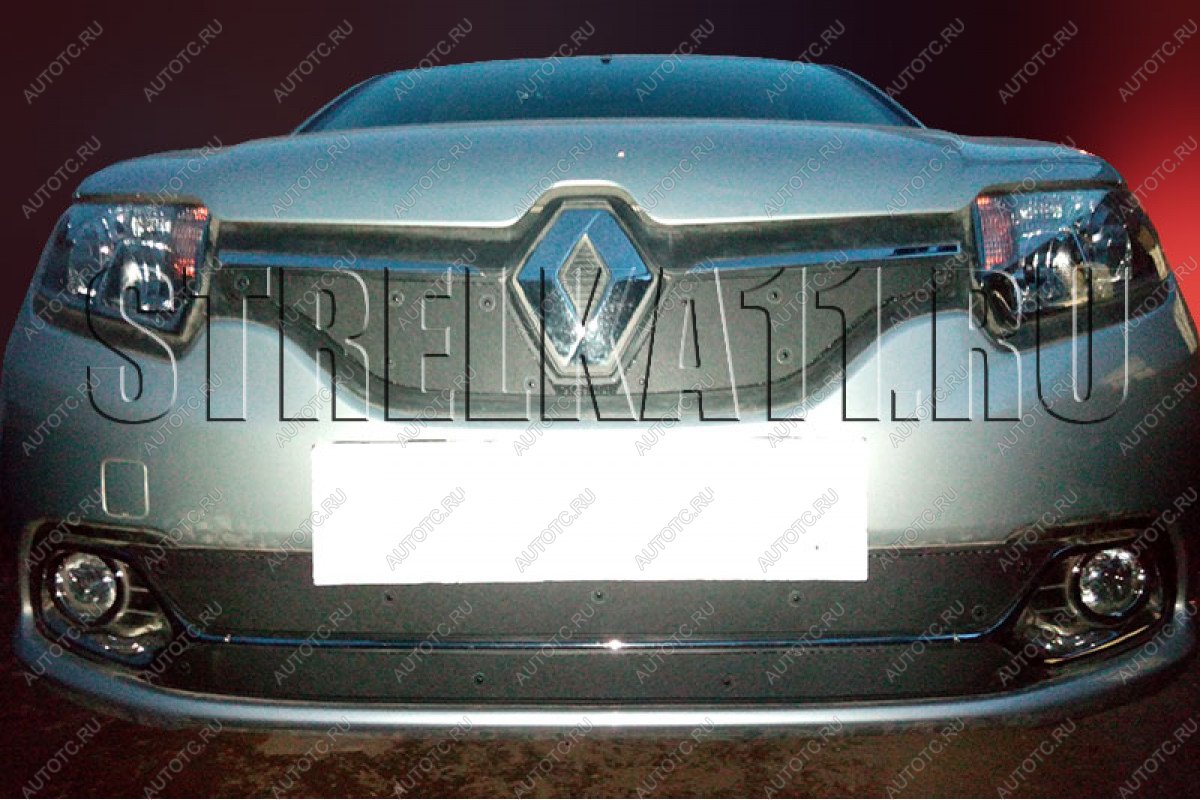 799 р. Зимняя заглушка решетки радиатора (Privilege, Luxe Privilege) (низ) Стрелка11 Renault Logan 2 дорестайлинг (2014-2018) (черная)  с доставкой в г. Королёв