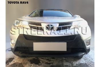 799 р. Зимняя заглушка решетки радиатора (низ) (Стандарт) Стрелка11 Toyota RAV4 XA40 5 дв. дорестайлинг (2012-2015) (черная)  с доставкой в г. Королёв. Увеличить фотографию 2