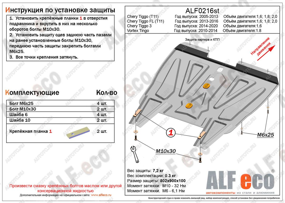 13 999 р. Защита картера и кпп (V-1.8) ALFECO Vortex Tingo дорестайлинг (2010-2012) (алюминий 4 мм)  с доставкой в г. Королёв