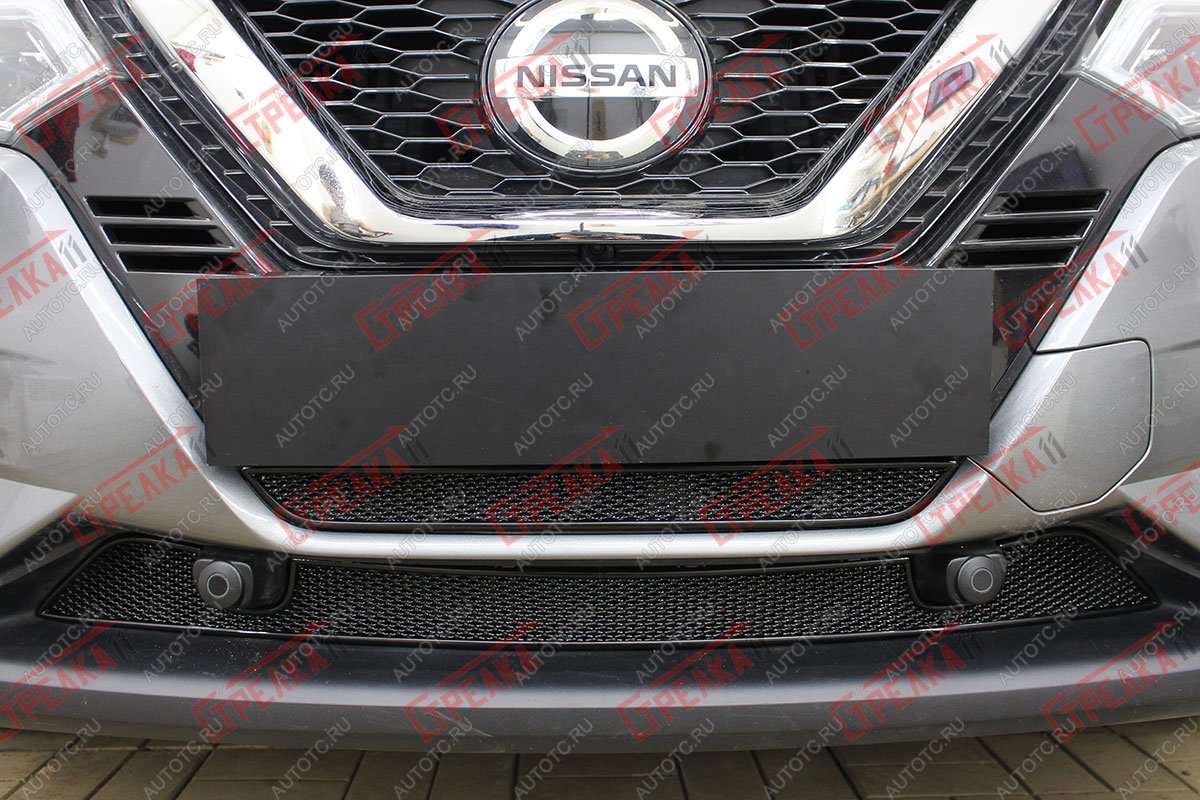 8 649 р. Защита радиатора (низ 2 части с парктроником) Стрелка11 PREMIUM Nissan Qashqai 2 J11 рестайлинг (2017-2022) (черная)  с доставкой в г. Королёв