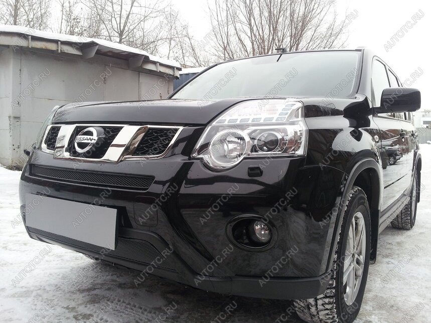 3 999 р. Защита радиатора (середина) Стрелка11 PREMIUM Nissan X-trail 2 T31 рестайлинг (2010-2015) (черная)  с доставкой в г. Королёв