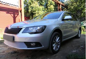 5 399 р. Защита радиатора Стрелка11 PREMIUM Skoda Superb (B6) 3T лифтбэк рестайлинг (2013-2015) (хром)  с доставкой в г. Королёв. Увеличить фотографию 2