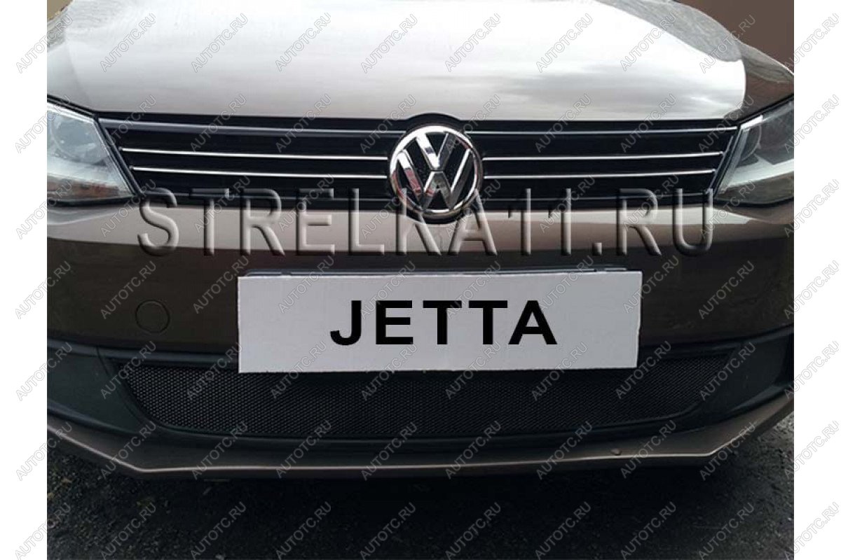 4 649 р. Защита радиатора Стрелка11 PREMIUM Volkswagen Jetta A6 седан дорестайлинг (2011-2015) (черная)  с доставкой в г. Королёв