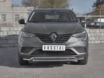 Защита переднего бампера (2 трубы Ø42 мм, нержавейка) SLITKOFF Renault Arkana (2019-2024)