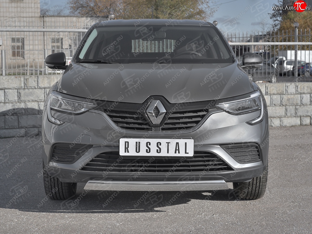 9 649 р. Защита переднего бампера (Ø75x42 мм, нержавейка) Russtal  Renault Arkana (2019-2024)  с доставкой в г. Королёв