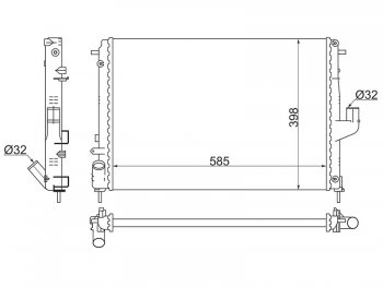 Радиатор двигателя SAT (пластинчатый, МКПП, LOGAN 1.4 / 1.6, KANGOO 1.2 / 1.6 / 1.9D, CLIO 1.0 / 1.2 / 1.4 / 1.6 / 1.9D) Renault Logan 1 дорестайлинг (2004-2010)