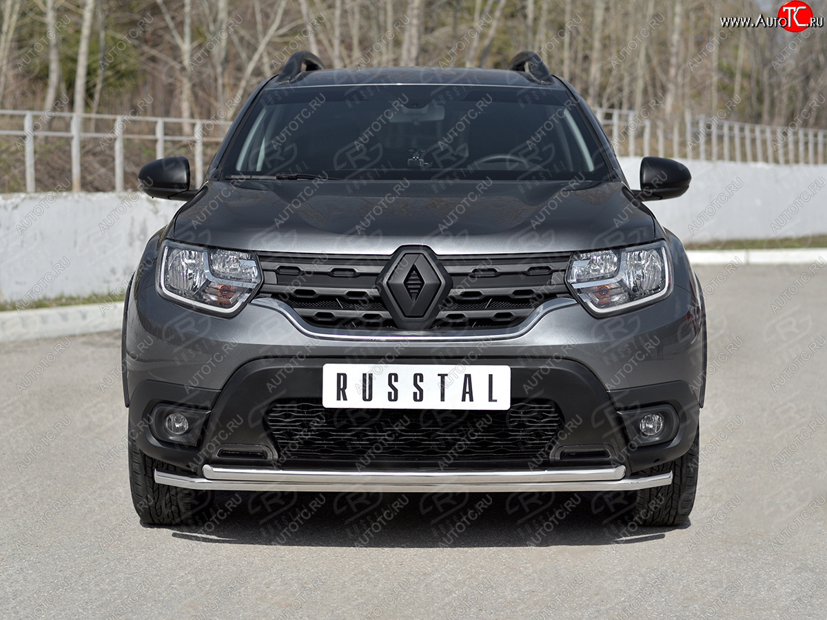 15 999 р. Защита переднего бампера (2 трубы Ø42 мм, нержавейка) SLITKOFF  Renault Duster  HM (2021-2024) рестайлинг  с доставкой в г. Королёв