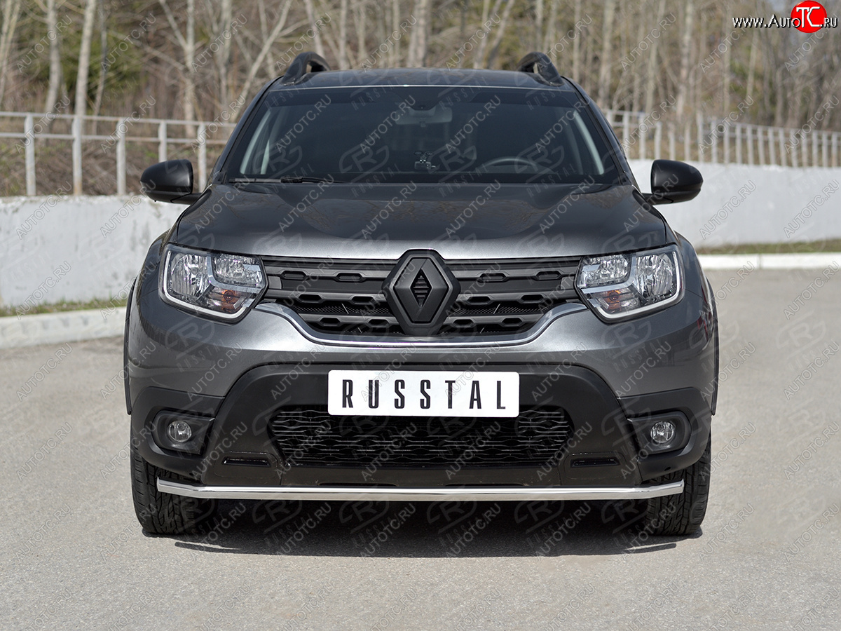 12 999 р. Защита переднего бампера (Ø42 мм, нержавейка) SLITKOFF  Renault Duster  HM (2020-2024)  с доставкой в г. Королёв