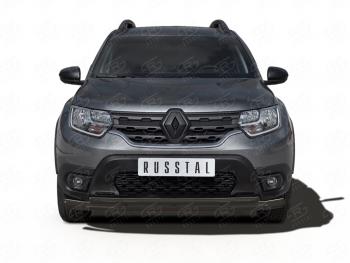 Защита переднего бампера (2 трубы Ø63 и 42 мм, окрашенная) SLITKOFF Renault (Рено) Duster (Дастер)  HM (2020-2024) HM