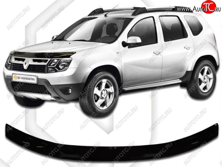 1 999 р. Дефлектор капота CA-Plastic  Renault Duster  HS (2015-2021) рестайлинг (серия Classic черный, Без надписи)  с доставкой в г. Королёв