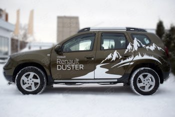 22 549 р. Пороги труба d76 с накладкой SLITKOFF (чёрные V2) Renault Duster HS рестайлинг (2015-2021)  с доставкой в г. Королёв. Увеличить фотографию 3