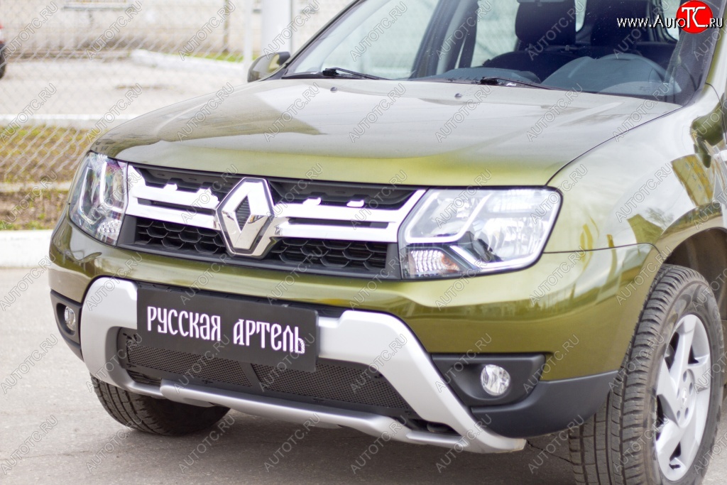 2 299 р. Защитная сетка решетки переднего бампера РА Renault Duster HS рестайлинг (2015-2021)  с доставкой в г. Королёв