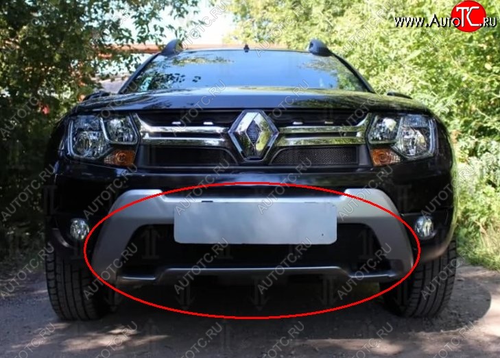 1 469 р. Нижняя защитная сетка на бампер Russtal (черная) Renault Duster HS рестайлинг (2015-2021)  с доставкой в г. Королёв