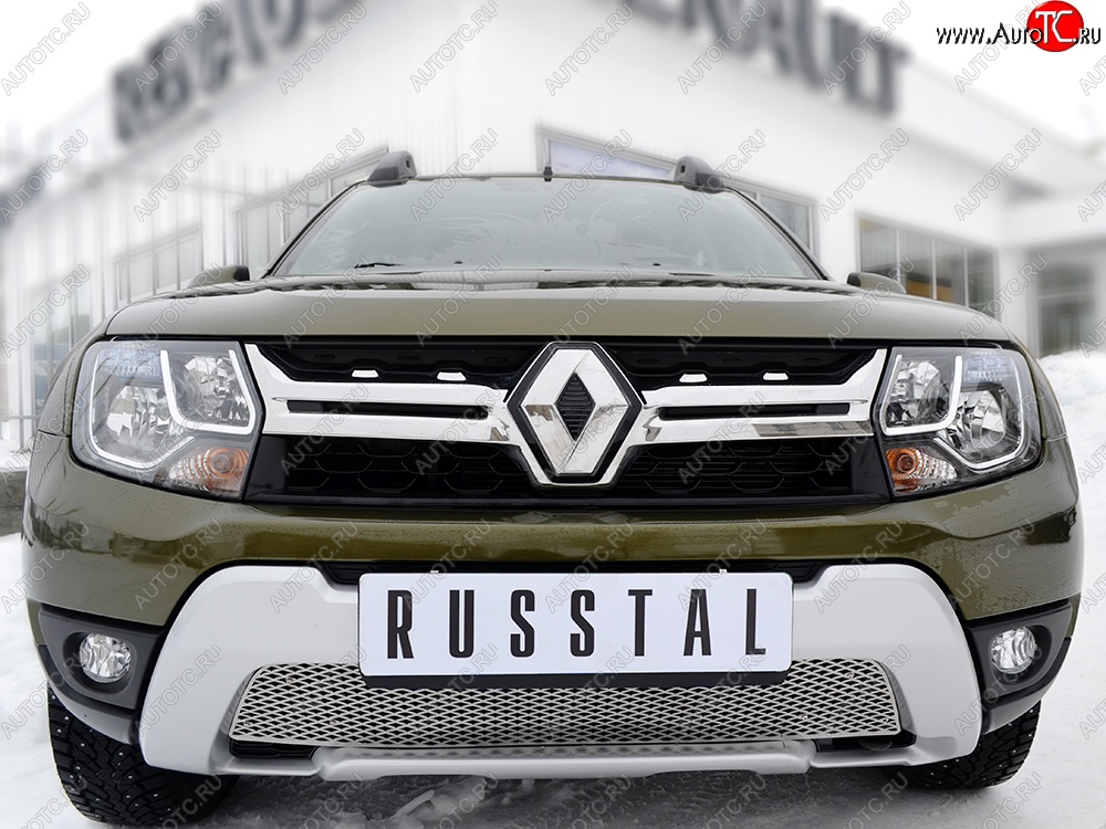 5 999 р. Защитная решётка в воздуховод бампера Russtal (нержавейка) Renault Duster HS рестайлинг (2015-2021)  с доставкой в г. Королёв