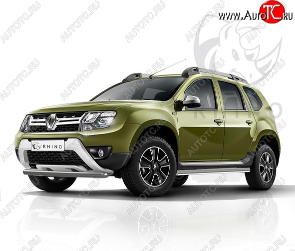 8 449 р. Защита переднего бампера (Ø63 мм, окрашенная) SLITKOFF  Renault Duster  HS (2015-2021) рестайлинг (серебро)  с доставкой в г. Королёв