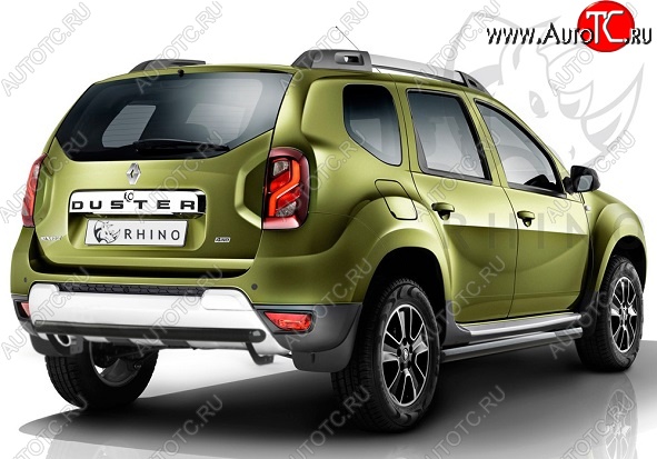 21 999 р. Защита порогов из круглой трубы диаметром 63 мм SLITKOFF  Renault Duster  HS (2015-2021) рестайлинг (Сталь с полимерным покрытием. Цвет: чёрный )  с доставкой в г. Королёв